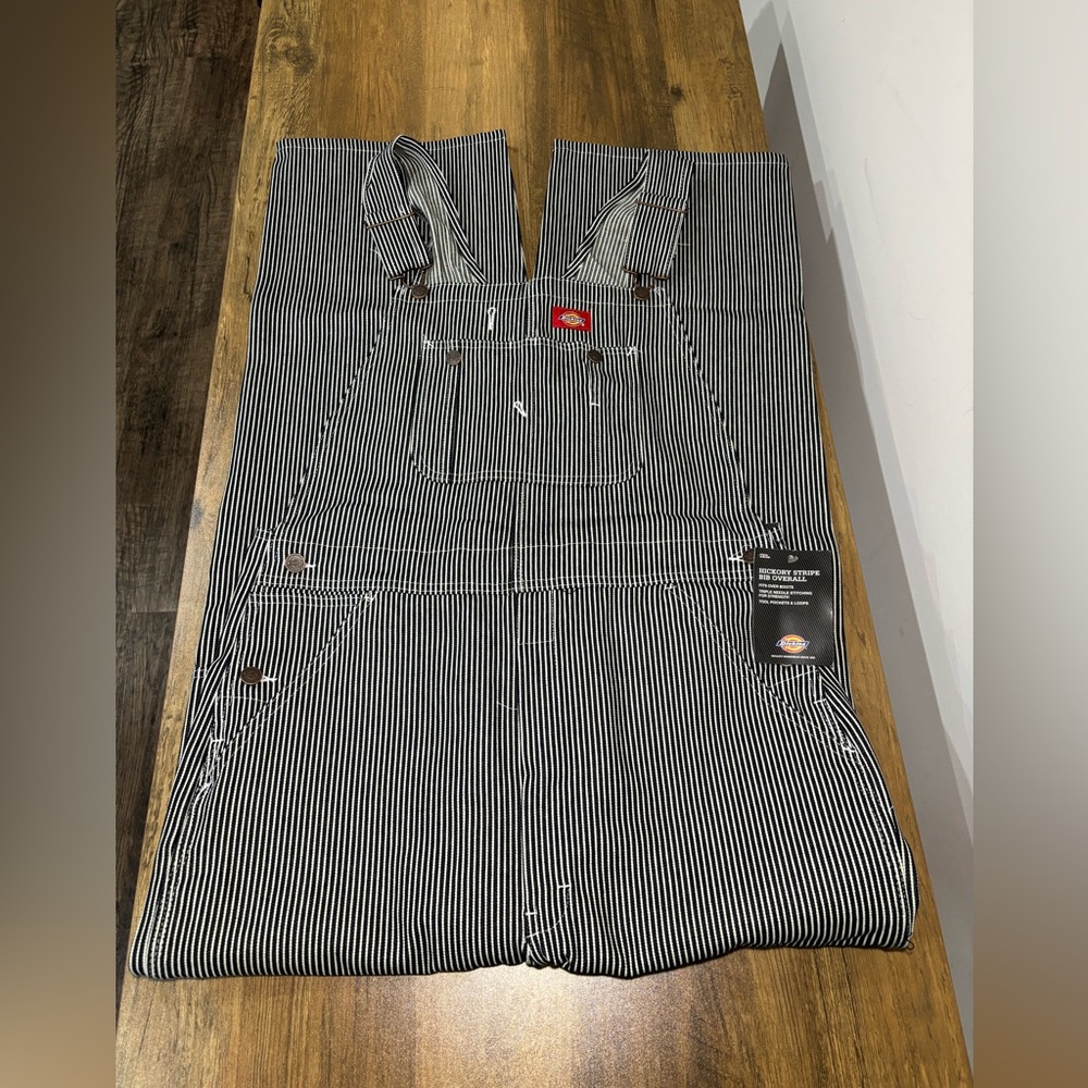 Men's Gray Striped Overalls - Picture 3 of 9